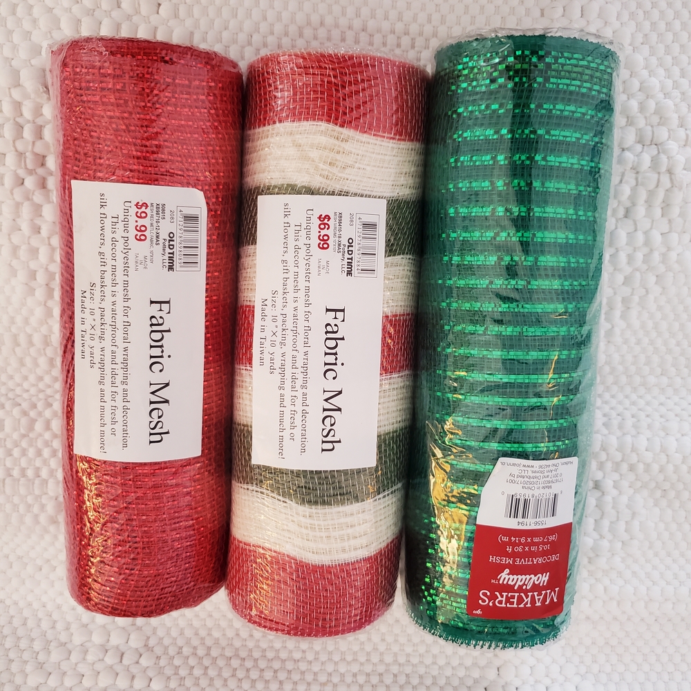 Red, White, and Green Fabric Mesh Rolls